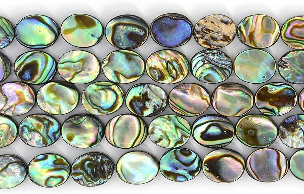Justinstones Natural 20mm Abalone Shell Flat Oval Beads Strand 16 Inch Jewelry Making Beads …