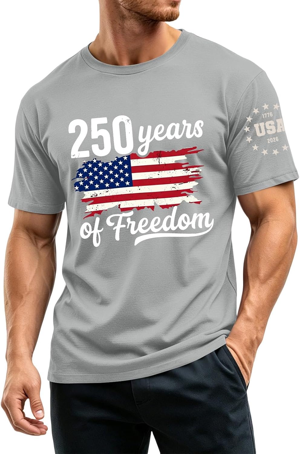 Ymosrh 250th Anniversary USA Shirts for Men Short Sleeve 4th of July Flag Print Memorial Day Patriotic Shirts, S-5XL
