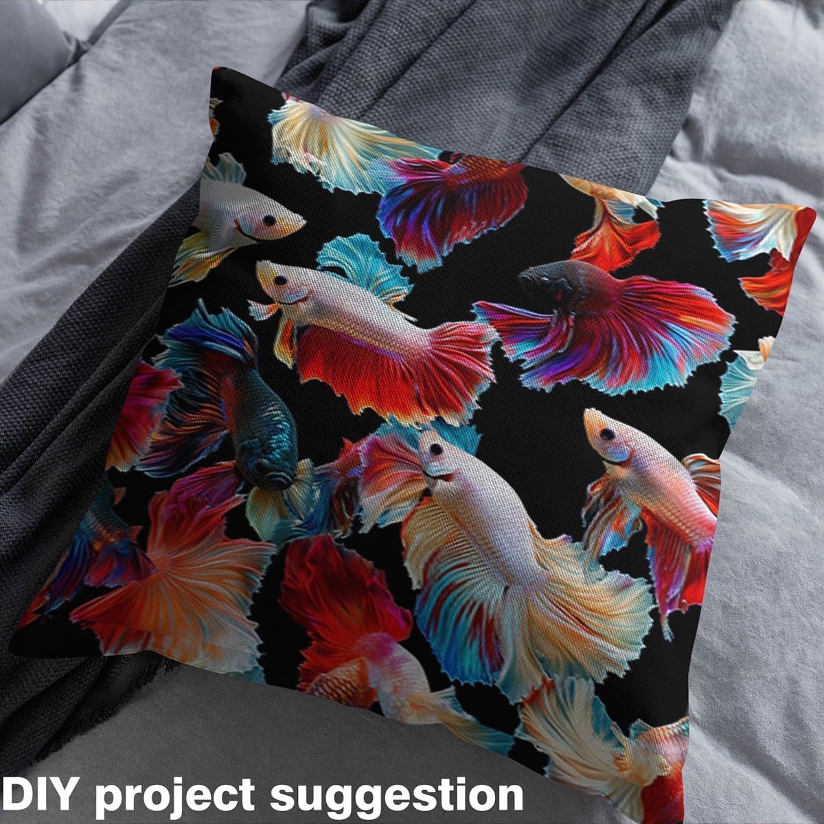 Erosebridal Koi Fish Fabric by The Yard,Colorful Fish Waterproof Outdoor Fabric for Kids Boys Girls DIY Art Aesthetic 3D Sealife Upholstery Decor for Chairs,2 Yards for Quilting Sewing