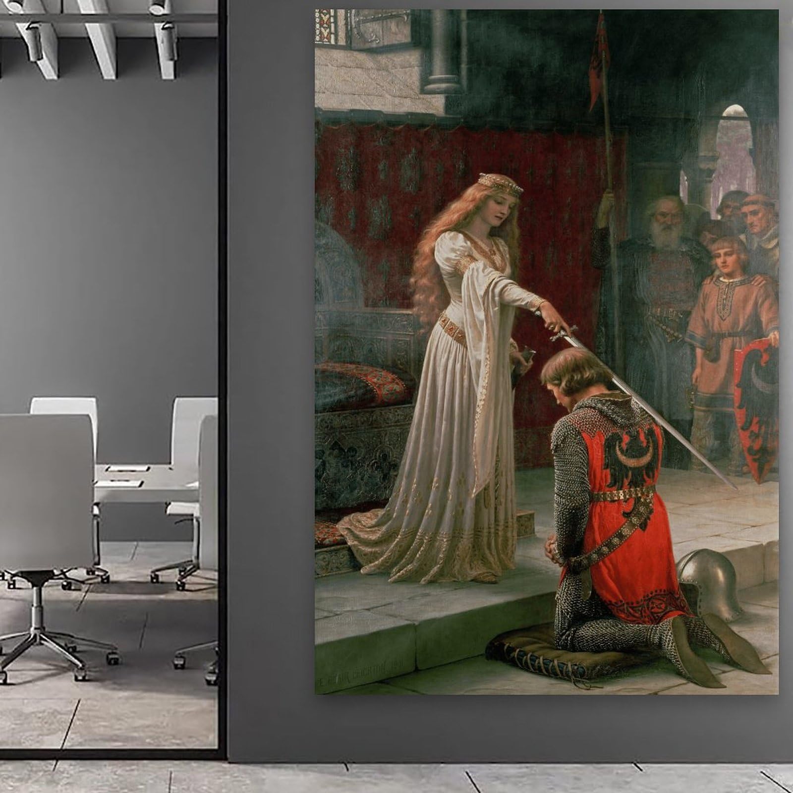 generisch The Accolade by Edmund Blair Leighton nowoczesne wydruki na płótnie, dekoracyjne obrazy do pokoju chłopca lub dziewczynki, obrazy ścienne do salonu i obrazów z motywami świątecznymi, 30 x 40