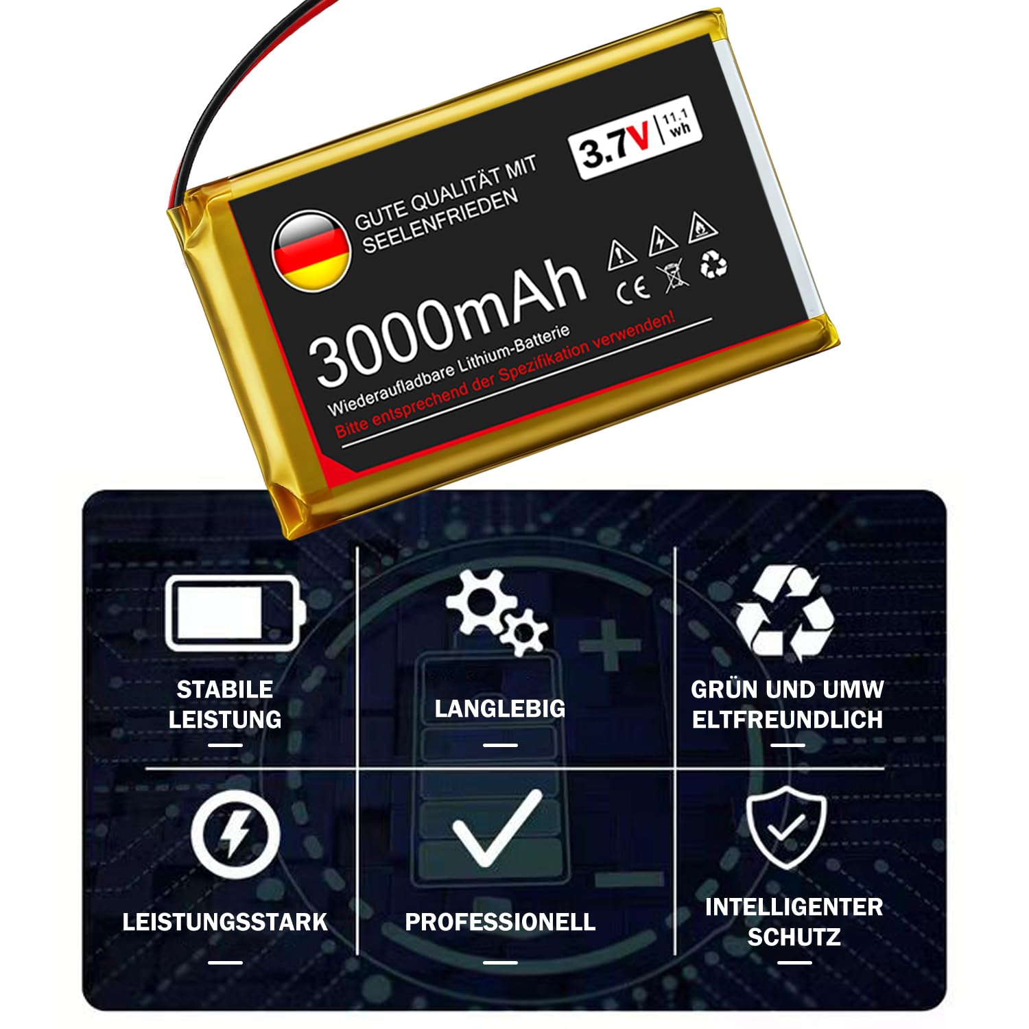 Batería de Litio de 3,7 V y 3000 mAh, 1S, 1C, LiPo con Placa de protección y Conector Micro JST 1.25 para Placa de Desarrollo Arduino Node MCU ESP32 (2 Piezas)