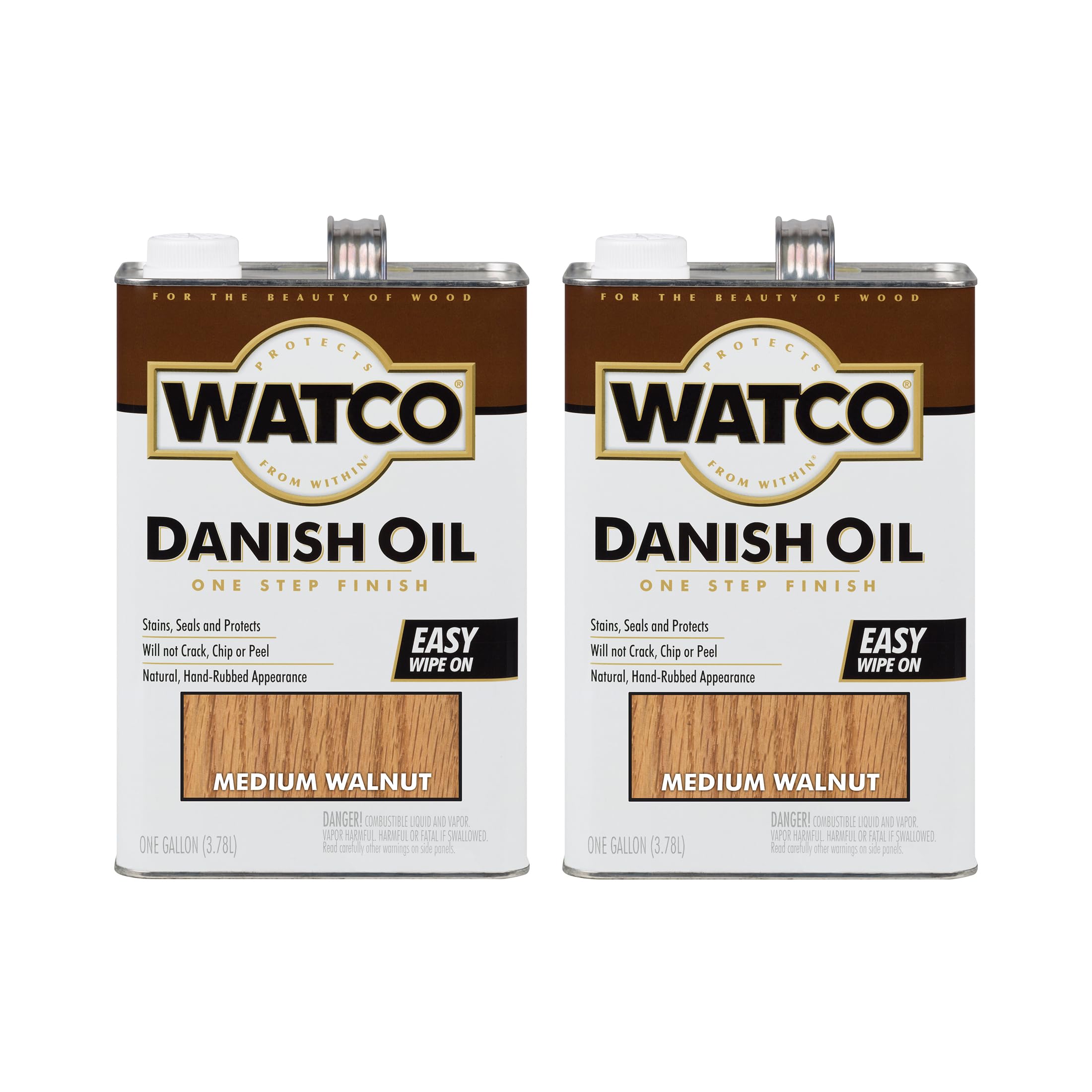 Watco 65931-2PK Danish Oil Wood Finish, Gallon, Medium Walnut, 2 Pack