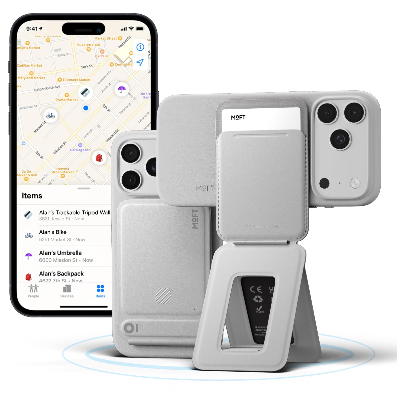 MOFT Trackable Tripod Wallet for Selfie,4-in-1 MagSafe Find My Phone Wallet