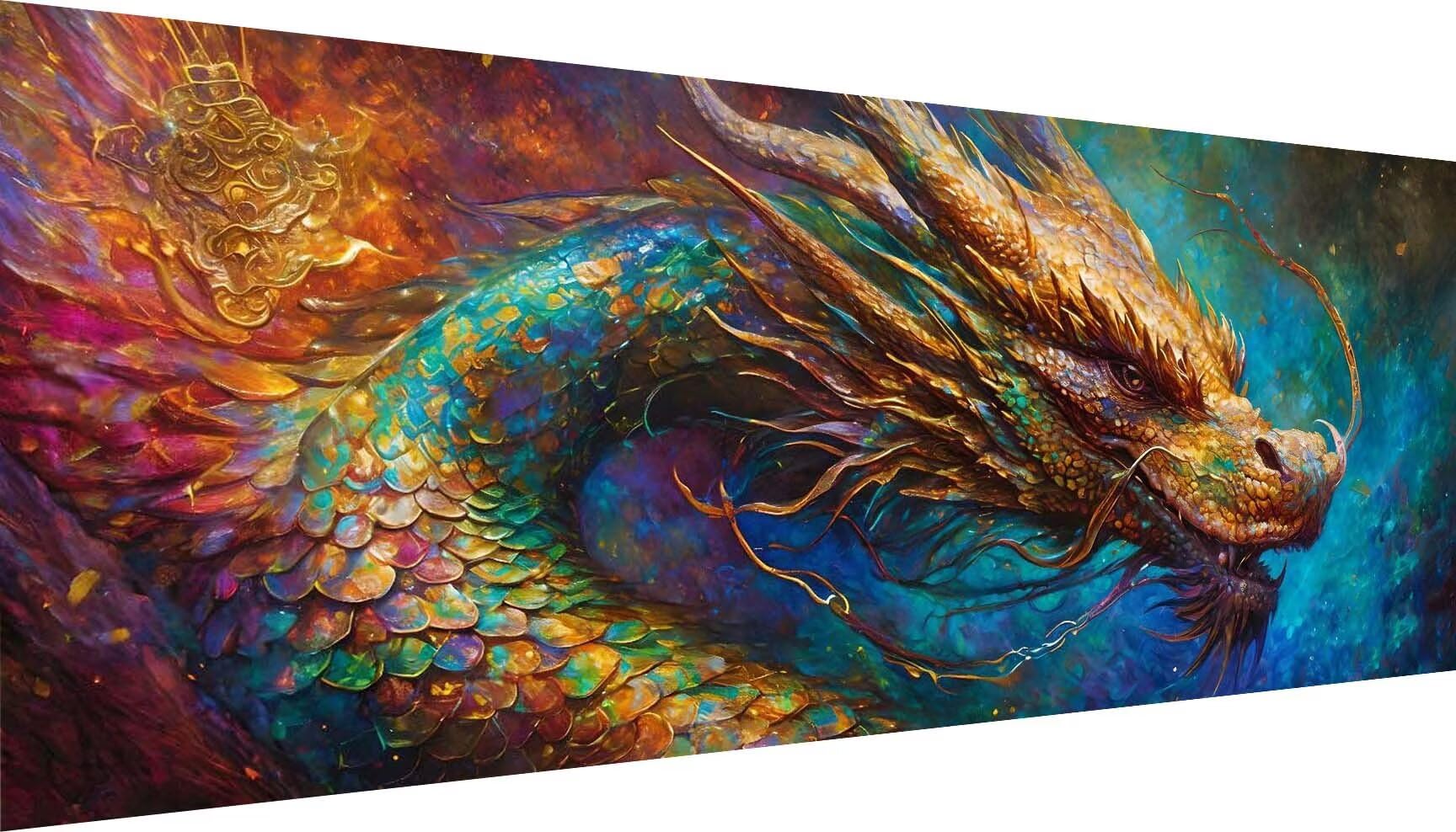 Diamond Painting Dragon abstrait, Grand Broderie Diamant kit Complet 250x100cm DIY 5D Strass Point de Croix Cristal Painting Artisanat, Loisirs Créatifs Adultes Art Set pour Décor Murale Maison U-85
