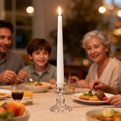 Miniatura 9 de Portavelas de cristal para velas cónicas, juego de 3 portavelas decorativos transparentes para decoración de Navidad y Acción de Gracias, boda,