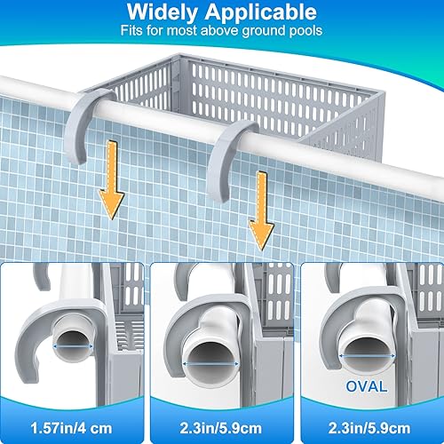 Miniatura 3 de Cesta de almacenamiento XL junto a la piscina, 2 piezas, cesta de almacenamiento plegable sobre el suelo para juguetes de piscina, toallas, bebidas,