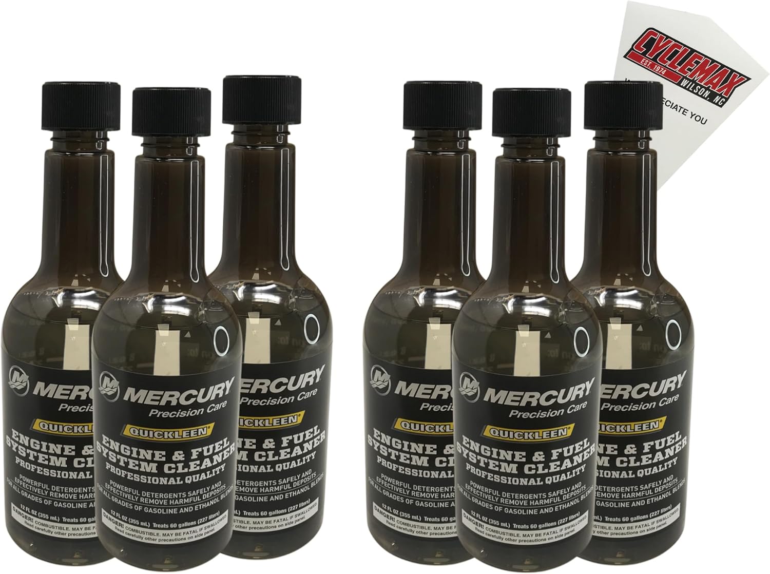 Cyclemax Six Pack compatible with Mercury Quickleen Engine and Fuel System Cleaner 12 oz. 8M0047931-6PACK Contains Six Quickleen Engine and Fuel System Cleaner 12 oz. and a Funnel