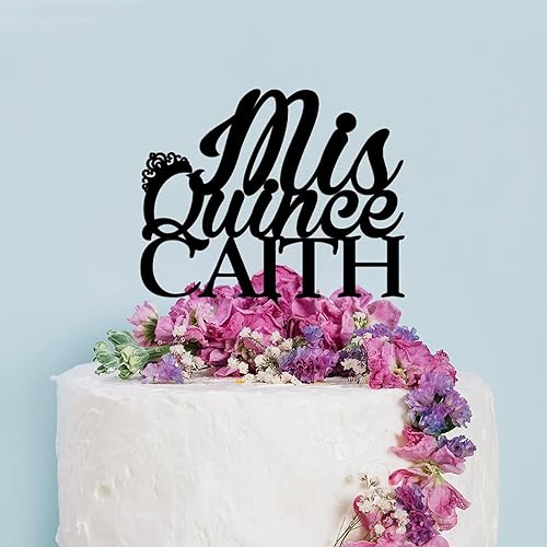 Miniatura 3 de Decoración para pasteles de feliz cumpleaños, nombres personalizados, números de Mis Quince Feliz 15 cumpleaños, decoración para pasteles grabados,