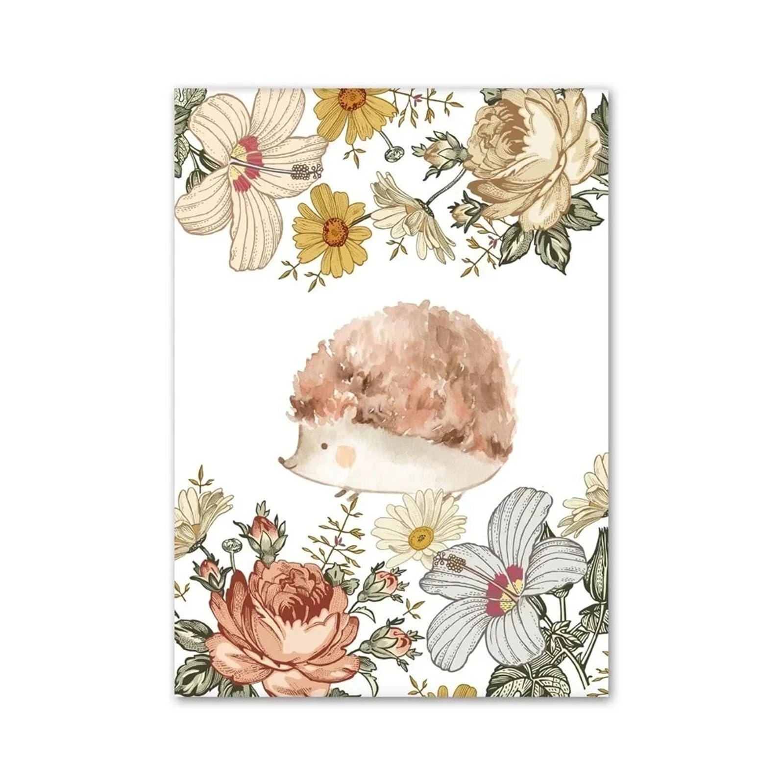 Xenite C Wall Art Anvas Prints Flowers Bear Squirrel Hedgehog Elephant Shapes Nordi Posters And Prints Wall Art Anvas Painting Wall Pictures Kids Room Decor(,50X70cm)