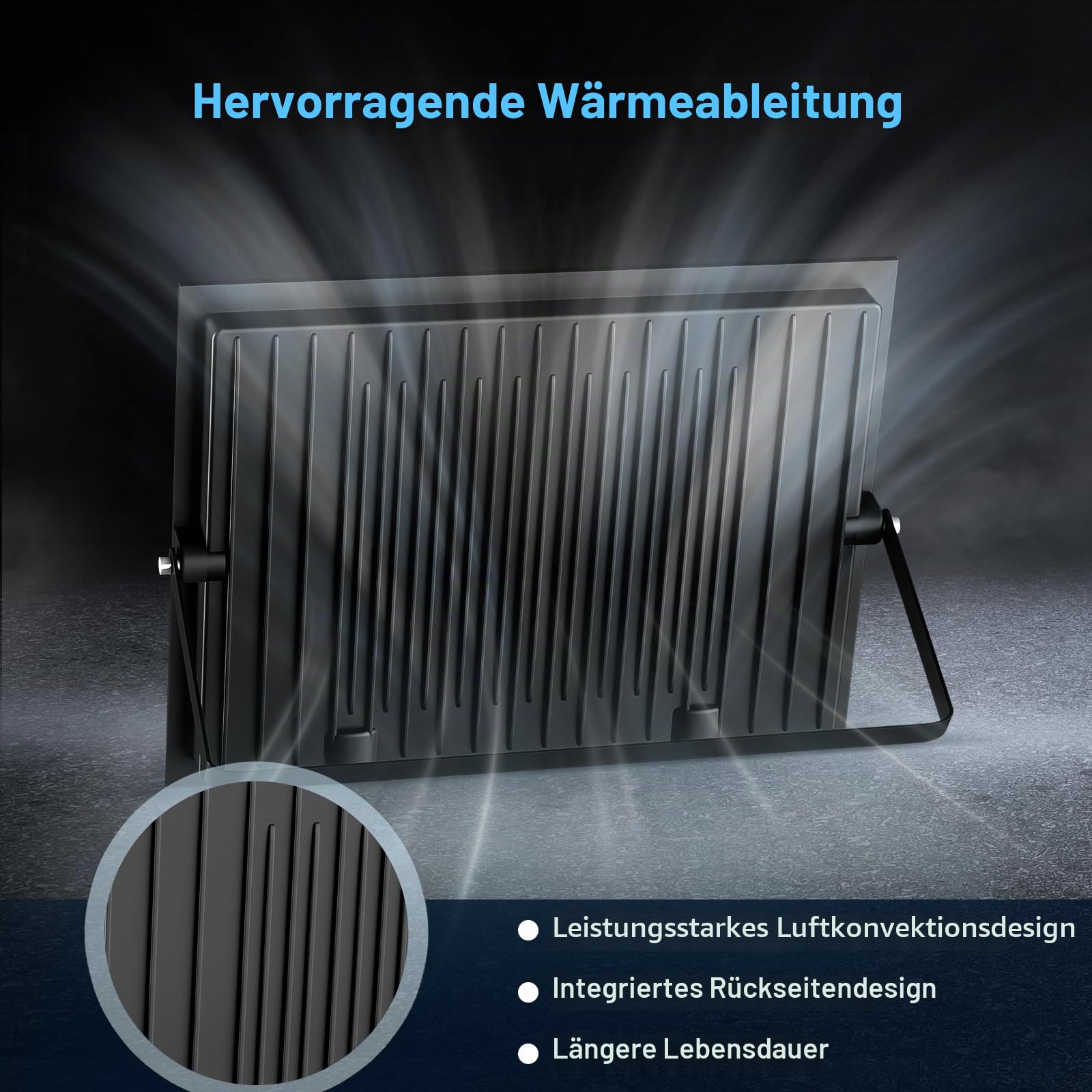 500W LED Strahler Außen, 50000LM Superhell, 6500K Kaltweiß Außenstrahler, LED Fluter Außen, IP66 Wasserfest Scheinwerfer für Hinterhof, Auffahrt, Garage, Flur, Garten - 2 Stück
