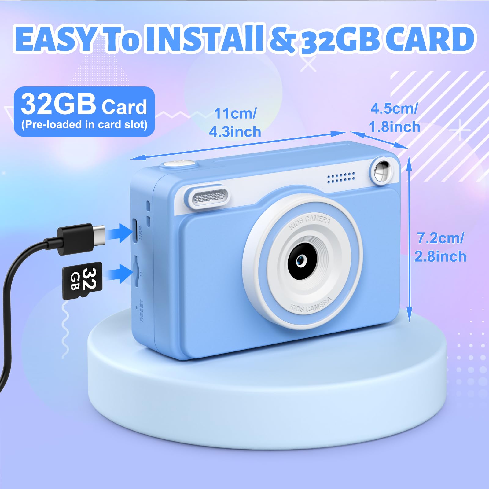 GREENKINDER Camara Fotos Infantil Instantanea,HD/1080P Cámara Instantánea para Niños con Tarjeta de 32GB y 5 Rollos de Papel Térmico,Camara Fotos Infantil Regalos de Juguete para Niños de 3 a 12