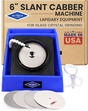 Hi-Tech Diamond 6" Slant Cabber Lapidary Equipment, Glass and Crystal Flat Lap Machine, Rock Polisher, Gemstone Shaper, Cabbing Machine, Stone Grinder, Rock Cutting Kit 6 Inch, 115V Only