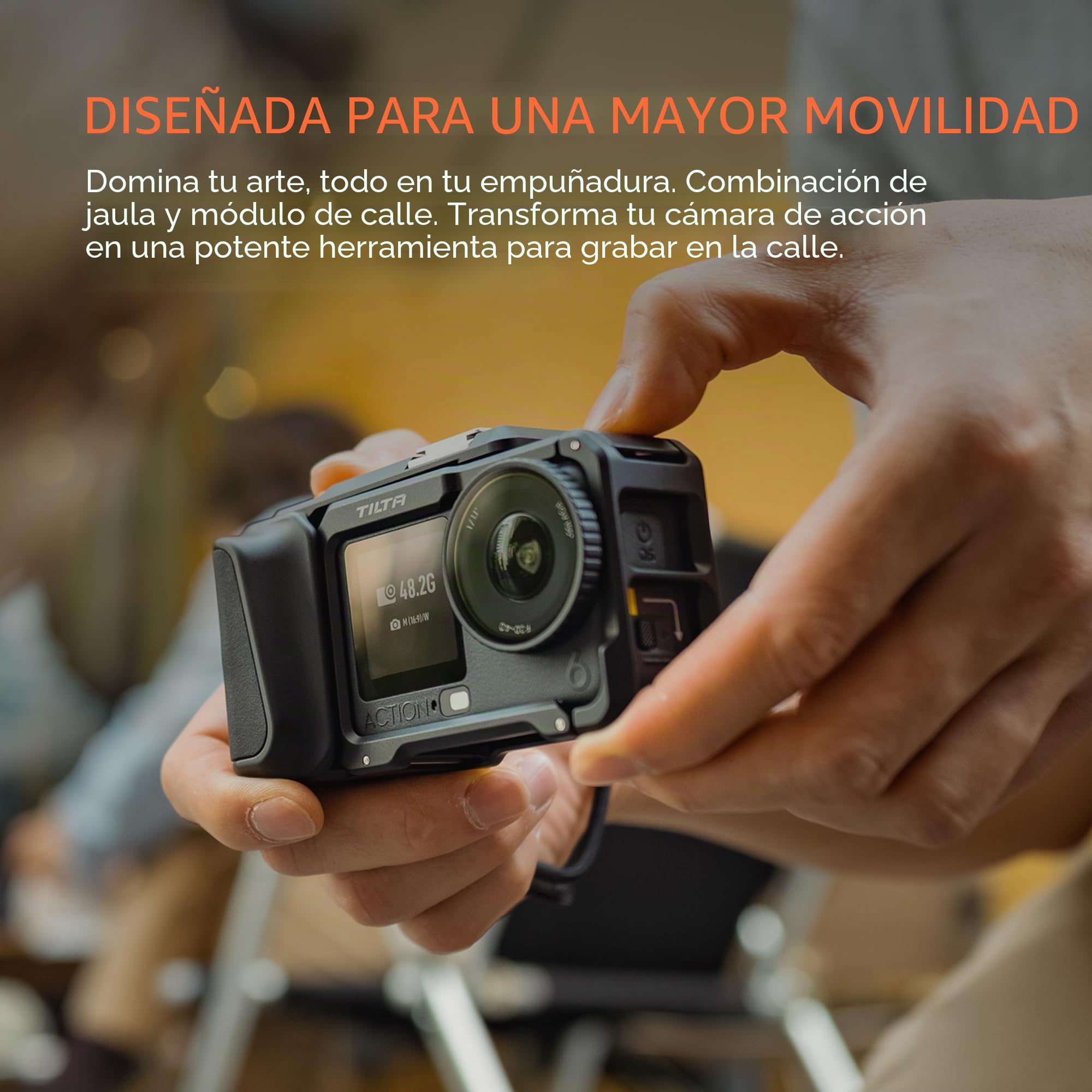 Tilta Action 6 Cage, Kit Street Snap con Jaula para Cámara y Asa Compatible con dji Osmo Action 6 - Negro TA-T95-B-B