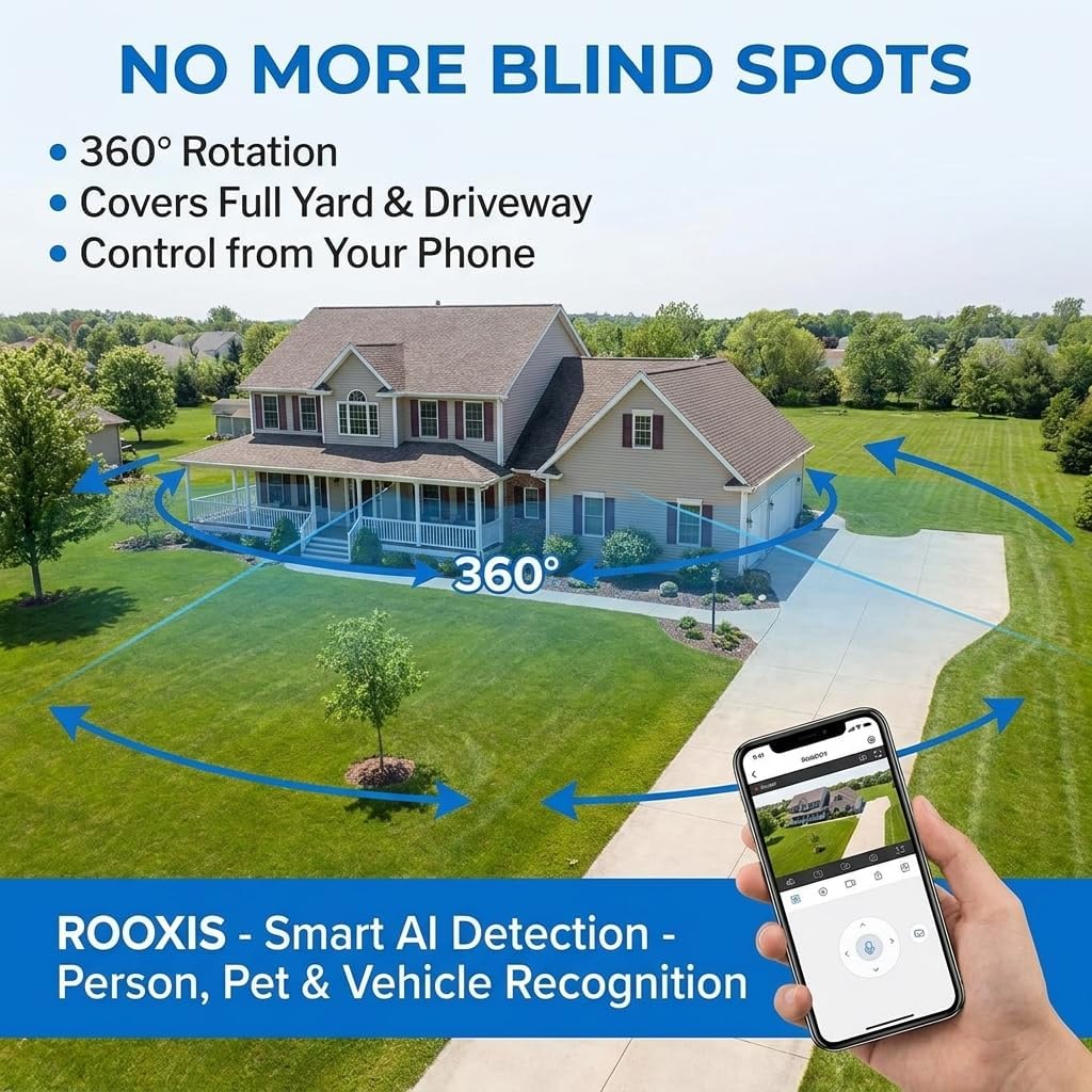 Wireless Outdoor Security Camera, 2026 Upgraded 4K WiFi Floodlight Camera with Siren, Color Night Vision, 360° PTZ, Motion Tracking & Patrol, 2-Way Audio, Alexa Compatible