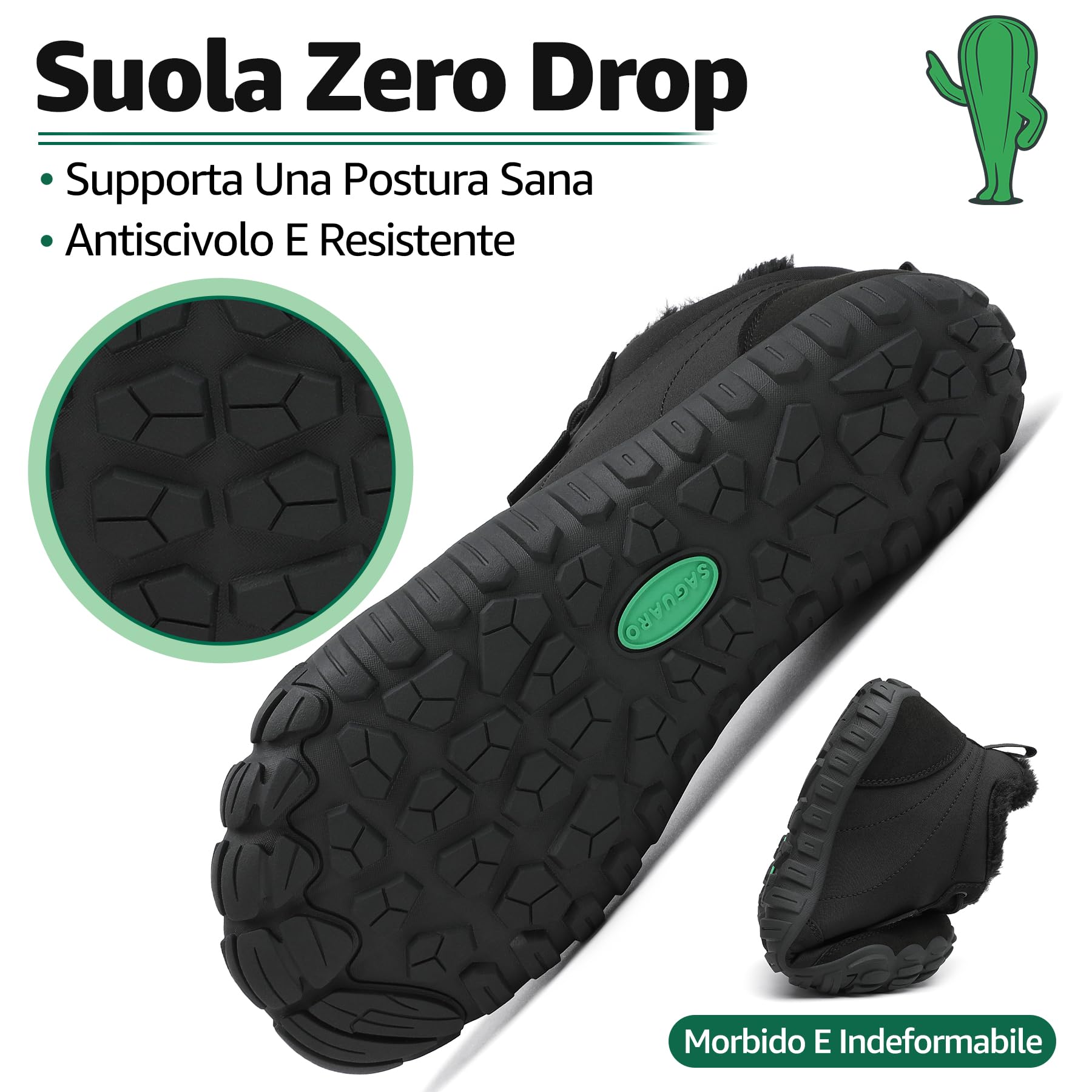 SAGUARO Barefoot Scarpe Invernali Caldo Stivali Neve per Uomo Donna,Gr.36-48