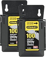 STANLEY Heavy Duty Utility Blades 100-Pack (2 Packs, 200 Blades Total) - Precision-Honed Edges for Long-Lasting Cuts
