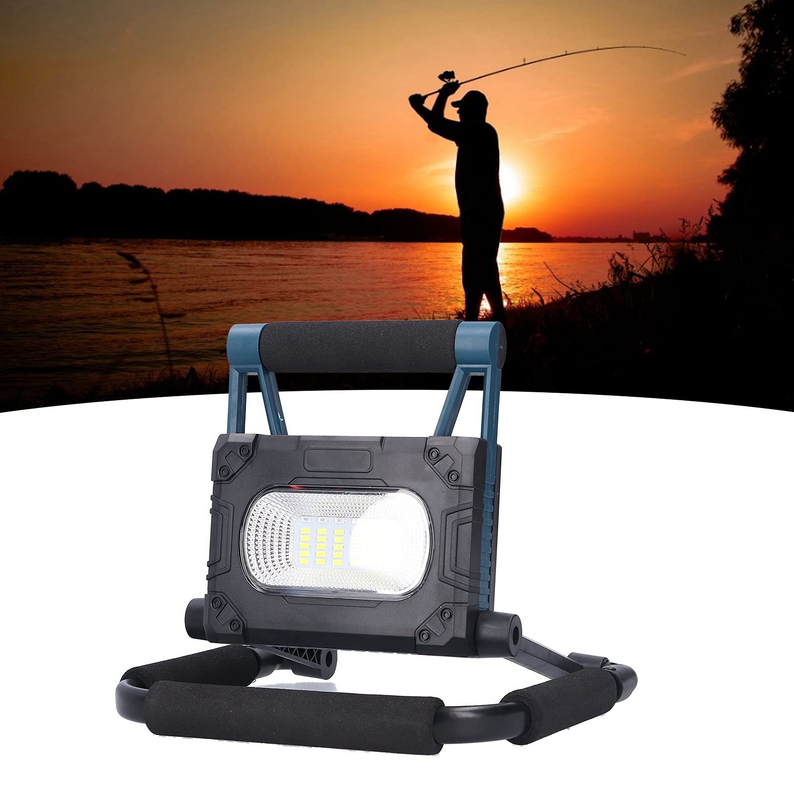 ADITAM Lampe de Travail 30W 36LED Lampe de Camping d'urgence magnétique Portable Solaire Charge USB Projecteur Multifonctionnel Double The Comfort