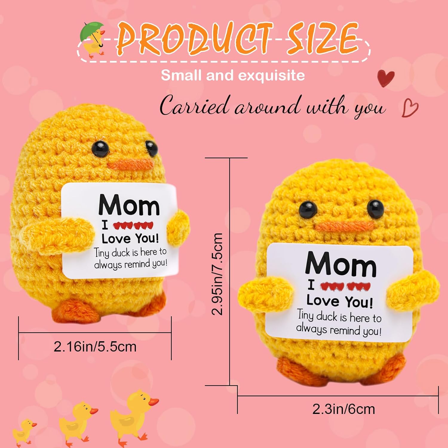 Artlunar Funny Positive Duck Emotional Support Crochet Inspirational Birthday for Mom (I Duck Love Mom) - Image 4