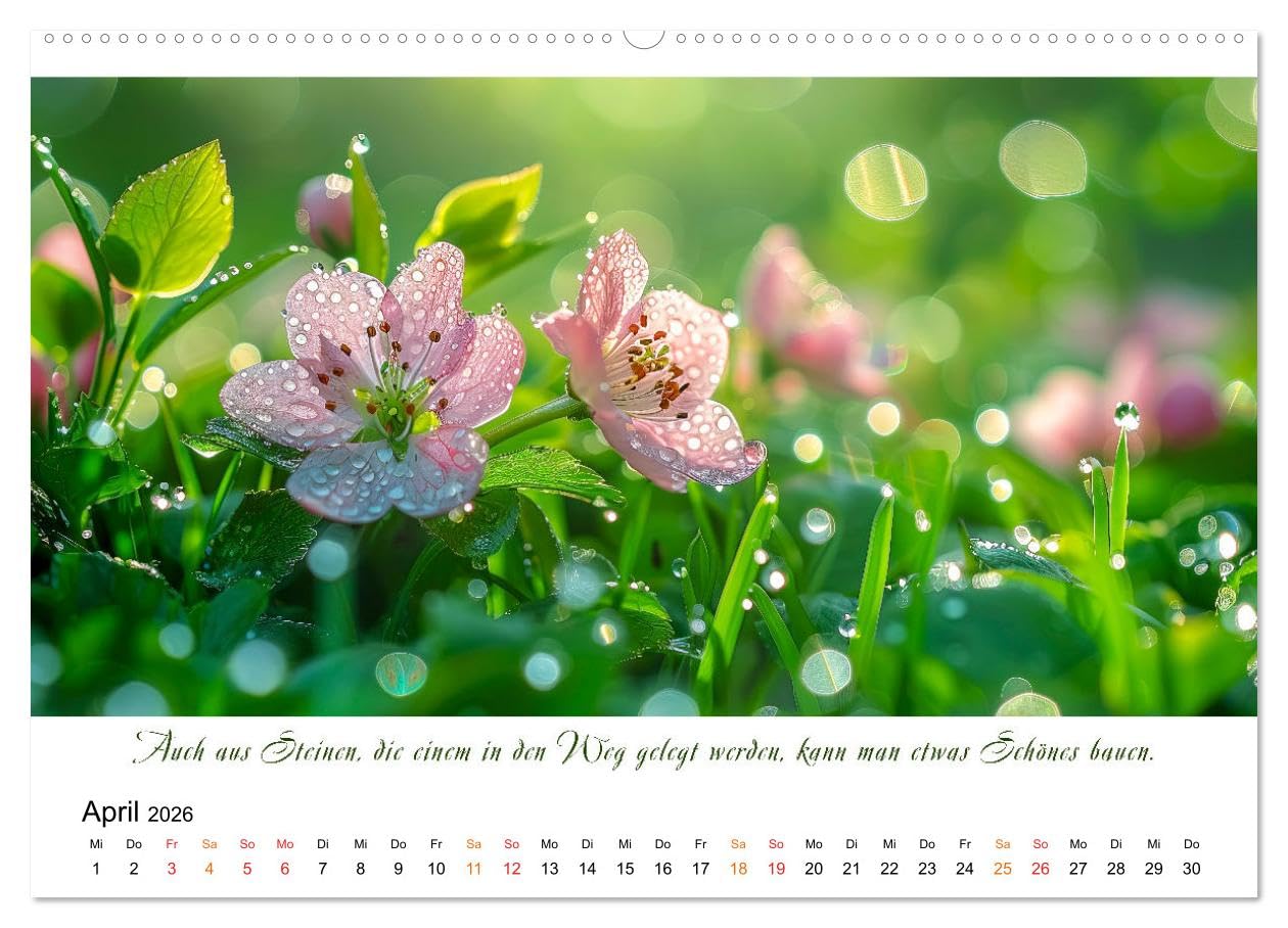Freu Dich Motivations-Kalender (hochwertiger Premium Wandkalender 2026 DIN A2 quer), Kunstdruck in Hochglanz: Blumen und Positivität, Inspiration und Lebensfreude. (CALVENDO Menschen)