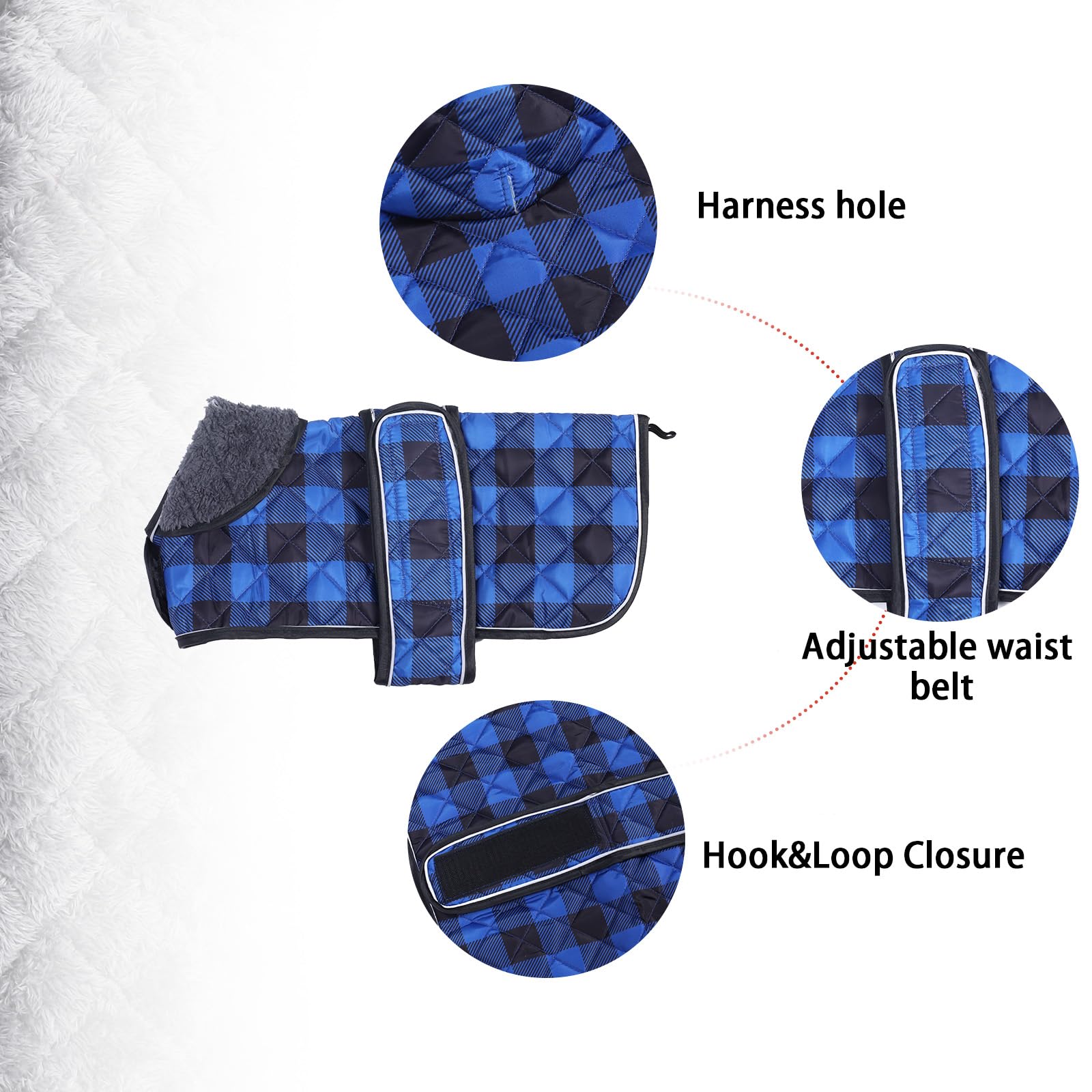 Geyecete Waterproof Warm Thermal Quilted Dachshund Coat with warm fleecy lining inside,Outdoor Dog Apparel with Adjustable Bands for DOG-Blue-S - Image 2