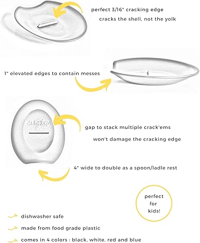Miniatura 6 de Crack'em Galleta para huevos y soporte para cucharas (rojo manzana caramelo) Rompe perfectamente los huevos y contiene desorden Fácil de usar y
