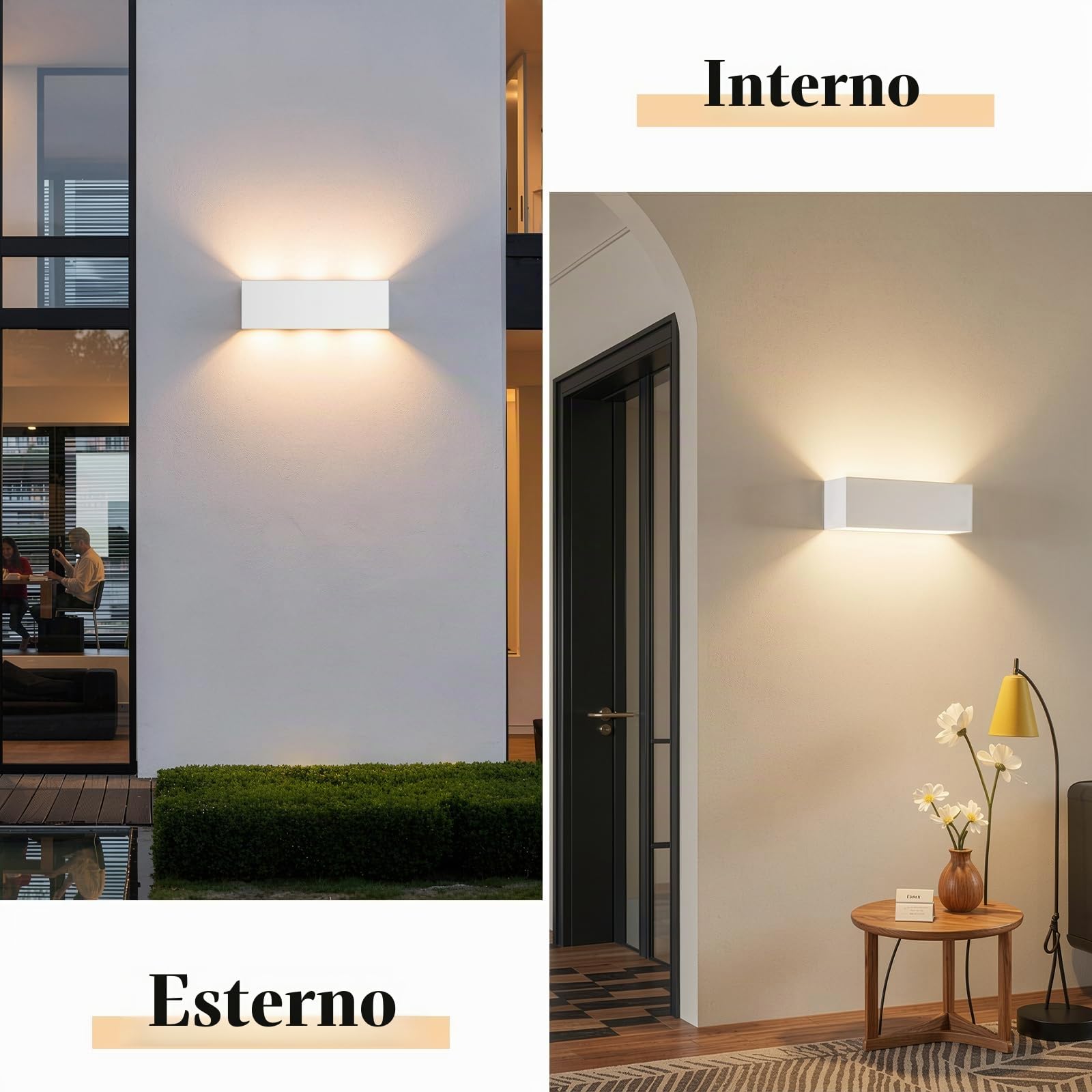Klighten Applique da Parete per Interni/Esterni Bianco Caldo 3000K G9 Sorgente Luminosa Sostituibile, 27W Lampada da Parete Angolo del Fascio Regolabile Aplique IP54 Impermeabil (Bianco)