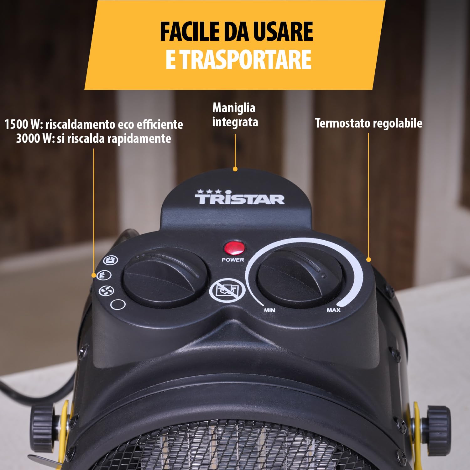 Tristar Termoventilatore Ceramica KA-5060, 2000 watt, PTC ceramica, Nero
