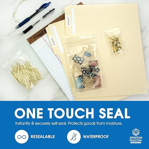 Miniatura 3 de Spartan Industrial - Bolsas de polietileno de plástico transparente con cierre de 7 x 7 pulgadas (1000 unidades) de 2 mil con cierre resellable y