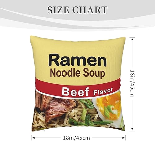 Miniatura 3 de Fundas de almohada instantáneas de sopa de fideos ramen y carne de res, divertida funda de almohada de comida novedosa y acogedora, decoración del