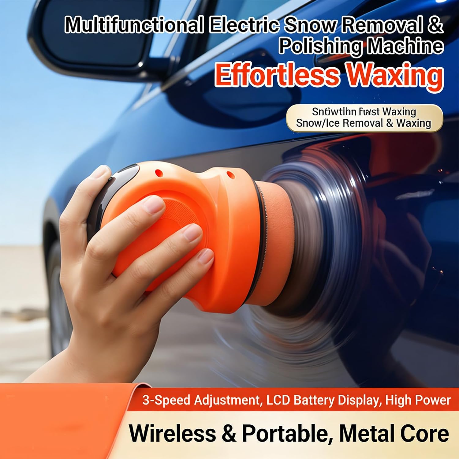 Advanced Cordless Car Polisher for Effortlessly Waxing and Buffering Featuring Highly Power Motor Ideal for Garage and O