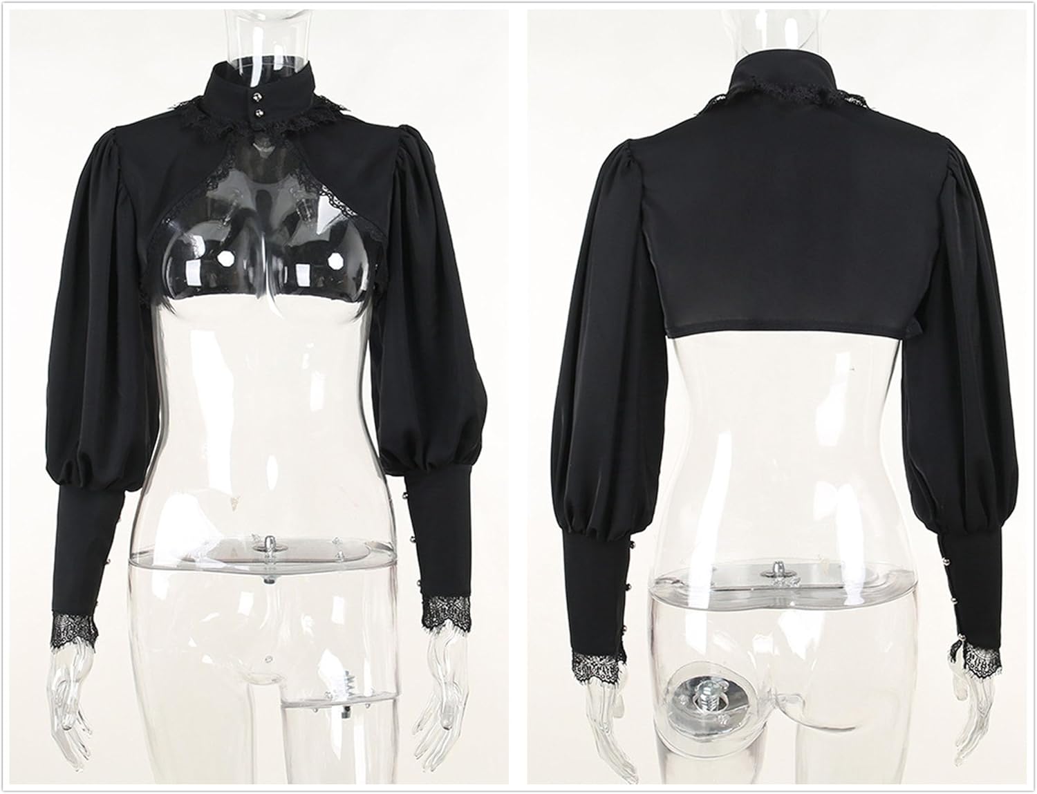 Goth Bolero Shrug Women Lace Sheer Mesh Gothic Flare Sleeve Emo - Image 6