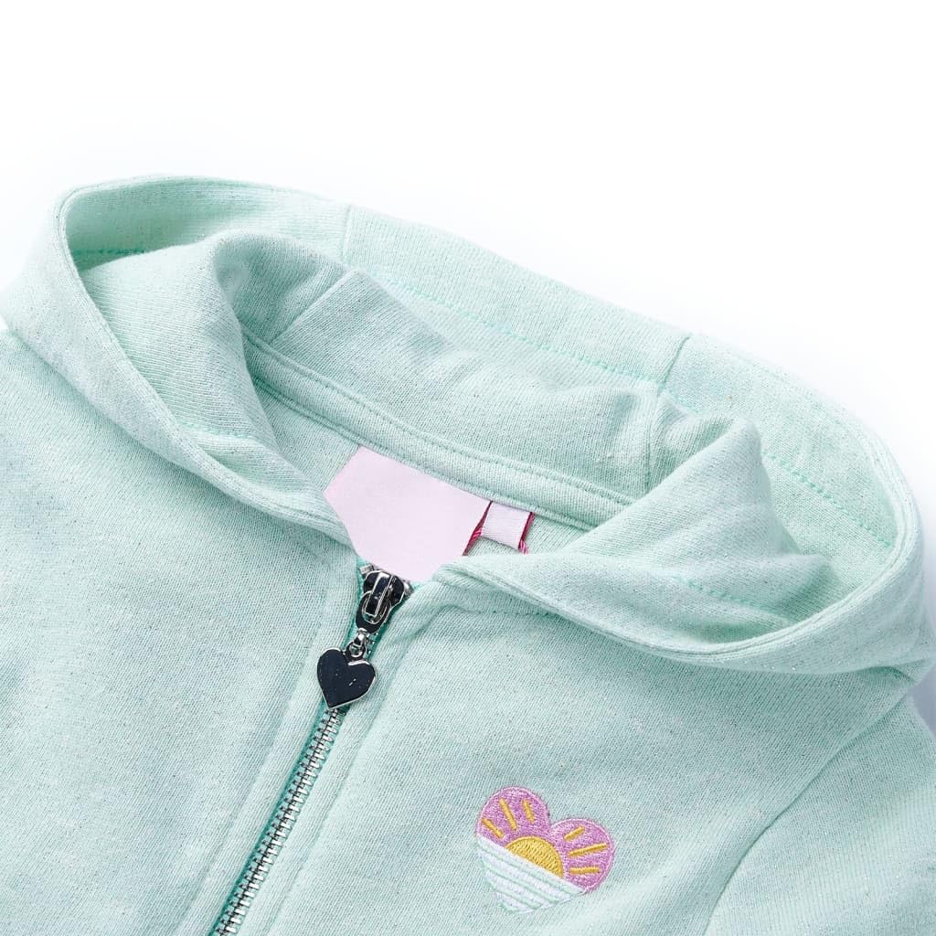 Sudadera con capucha infantil con cremallera rosa claro, 89% algodón, talla 92, manga larga con bolsillos delanteros, puños acanalados, sudadera suave para niños y niñas, ropa de uso diario