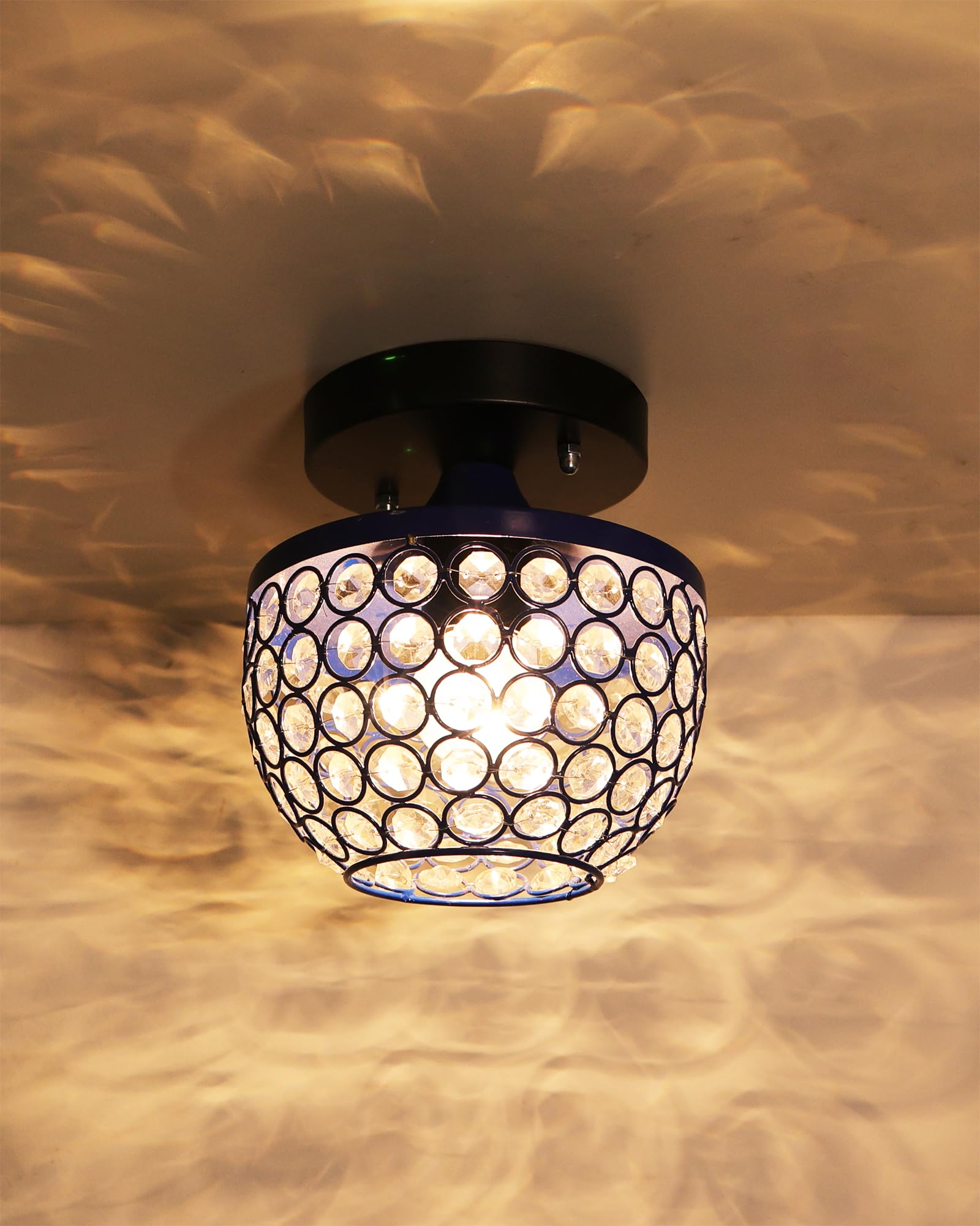 Homesake® Metal Dual Ring Crystal Flush Mount Ceiling Light, for Hallway Light Fixture Ceiling Flush Mount (Semi Globe) (B0CFLMDLZF) Amazon Price History, Amazon Price Tracker