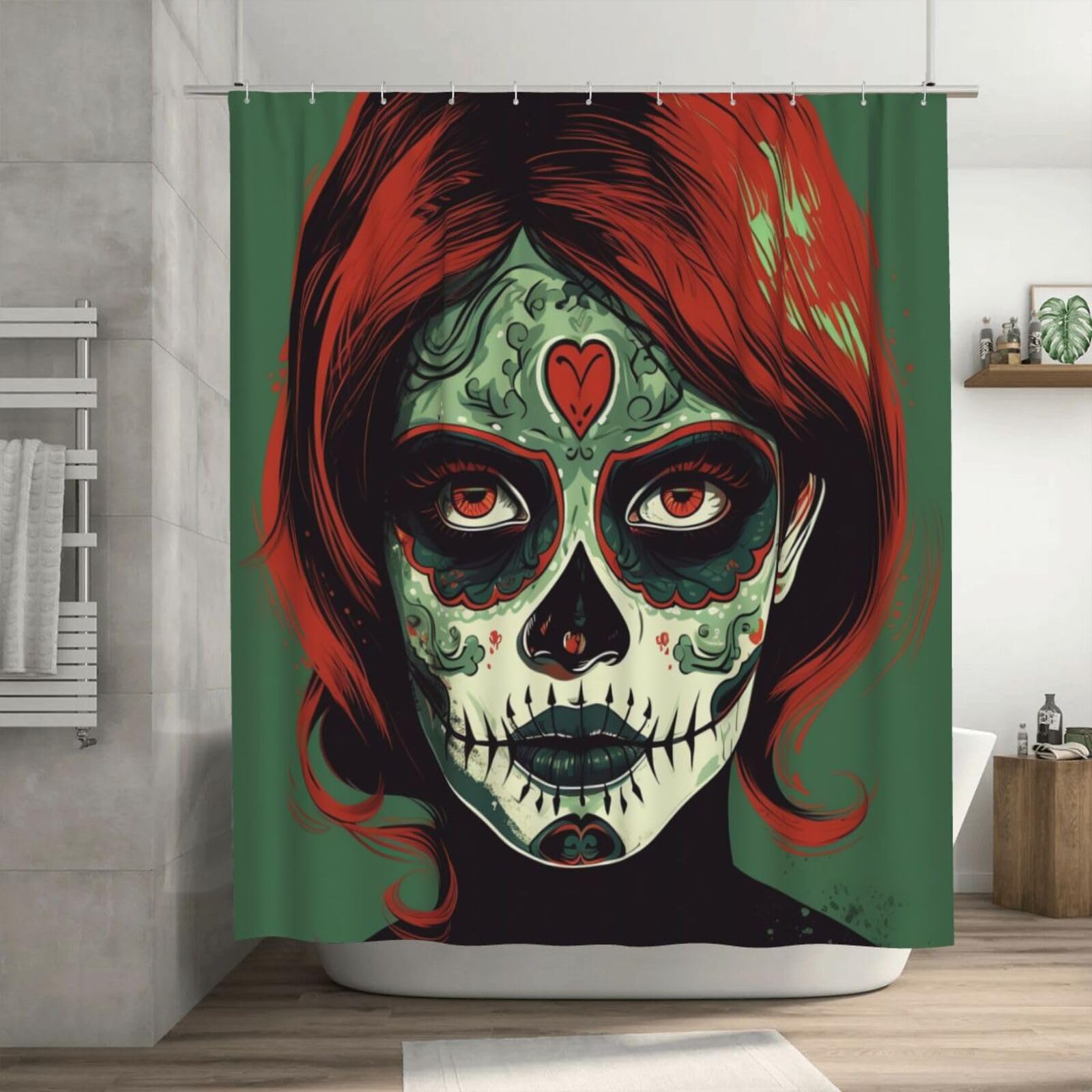 Rideau de douche tête de mort pour un style rock dans votre salle de bain