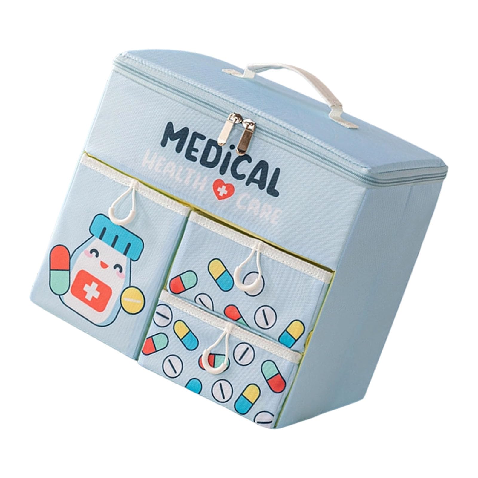 Hsioluted Foldable Multiple Layer Medicine Storage Organizers Portable Hand Carry Waterproof Polyester for Categorization Space Saving Storage Box