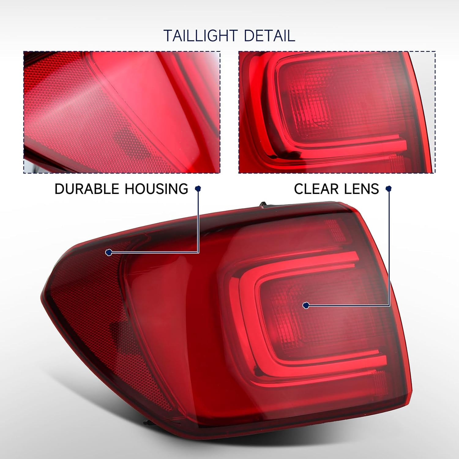 Tail Light Assembly Compatible with 2017 2018 2019 GMC Acadia W/O All Terrain Pkg, Chrome Housing LED Taillights Left Driver Side Replace OEM GM2804126 84709444