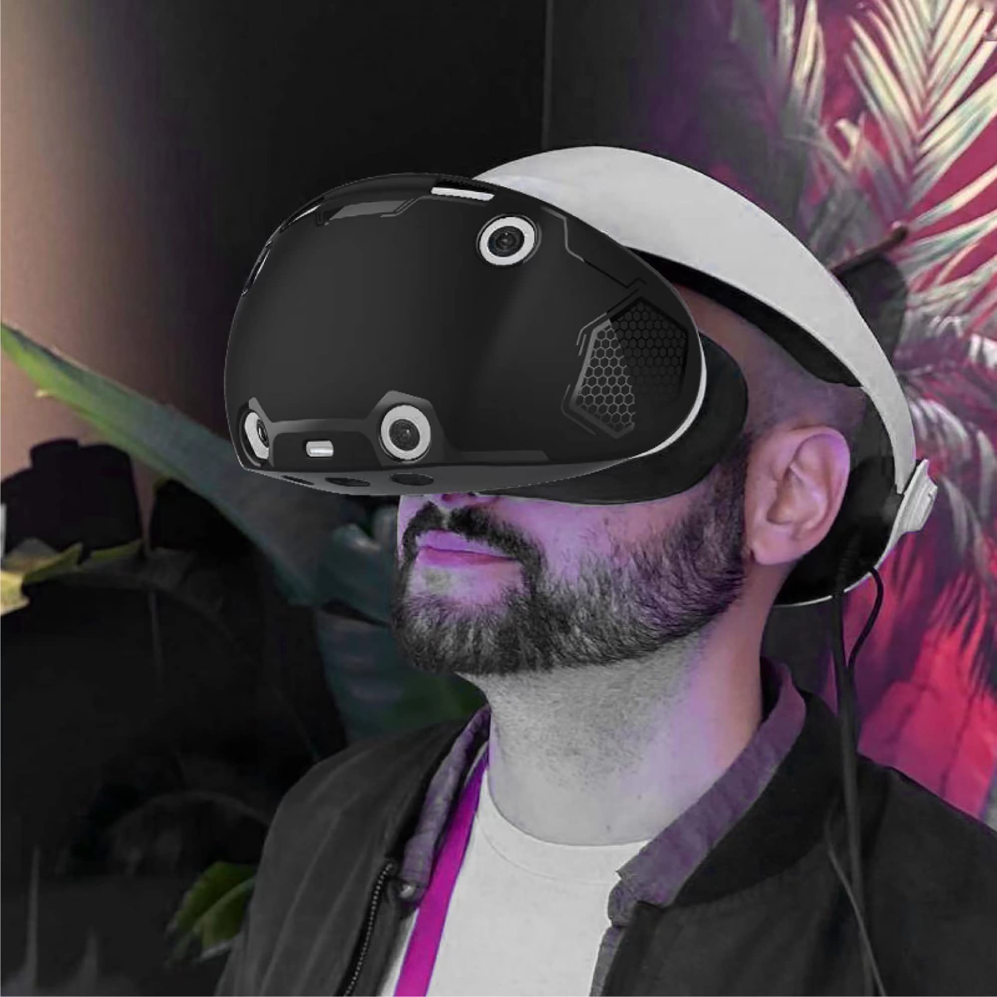 Ensemble de coques de protection VR compatible avec PS VR2, casque VR en silicone, coque d'objectif, coussinets antidérapants en silicone, capuchon à bascule