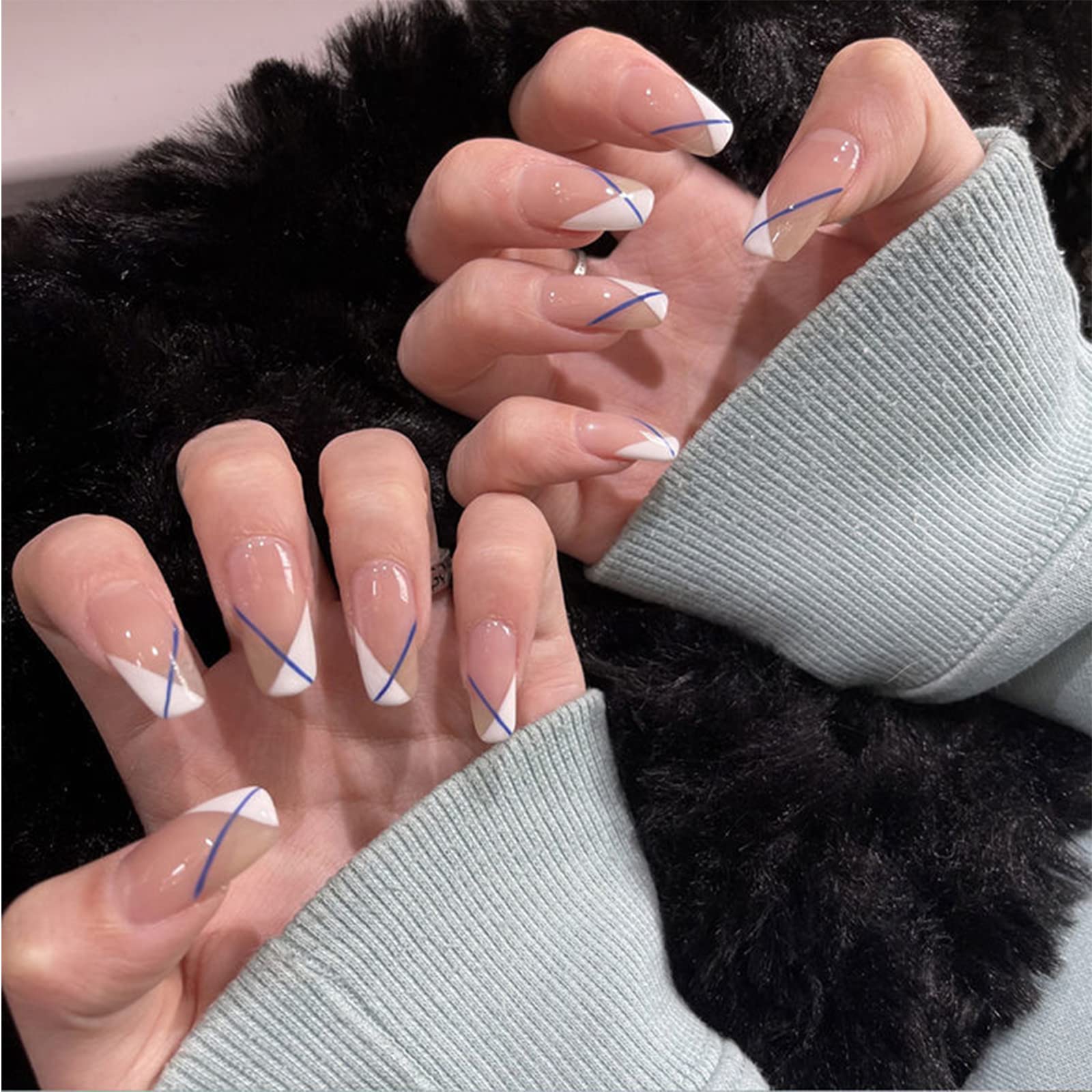 Nail Art Stamper with Scraper, Silicone Heads Nail Stamping Tool for French Smile Line Manicure