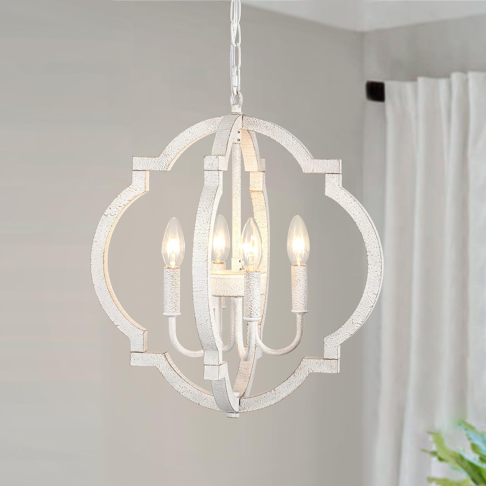 Modern Farmhouse Chandelier – 4-Light Adjustable Height, Black, For Kitchen Island Or Dining Room
