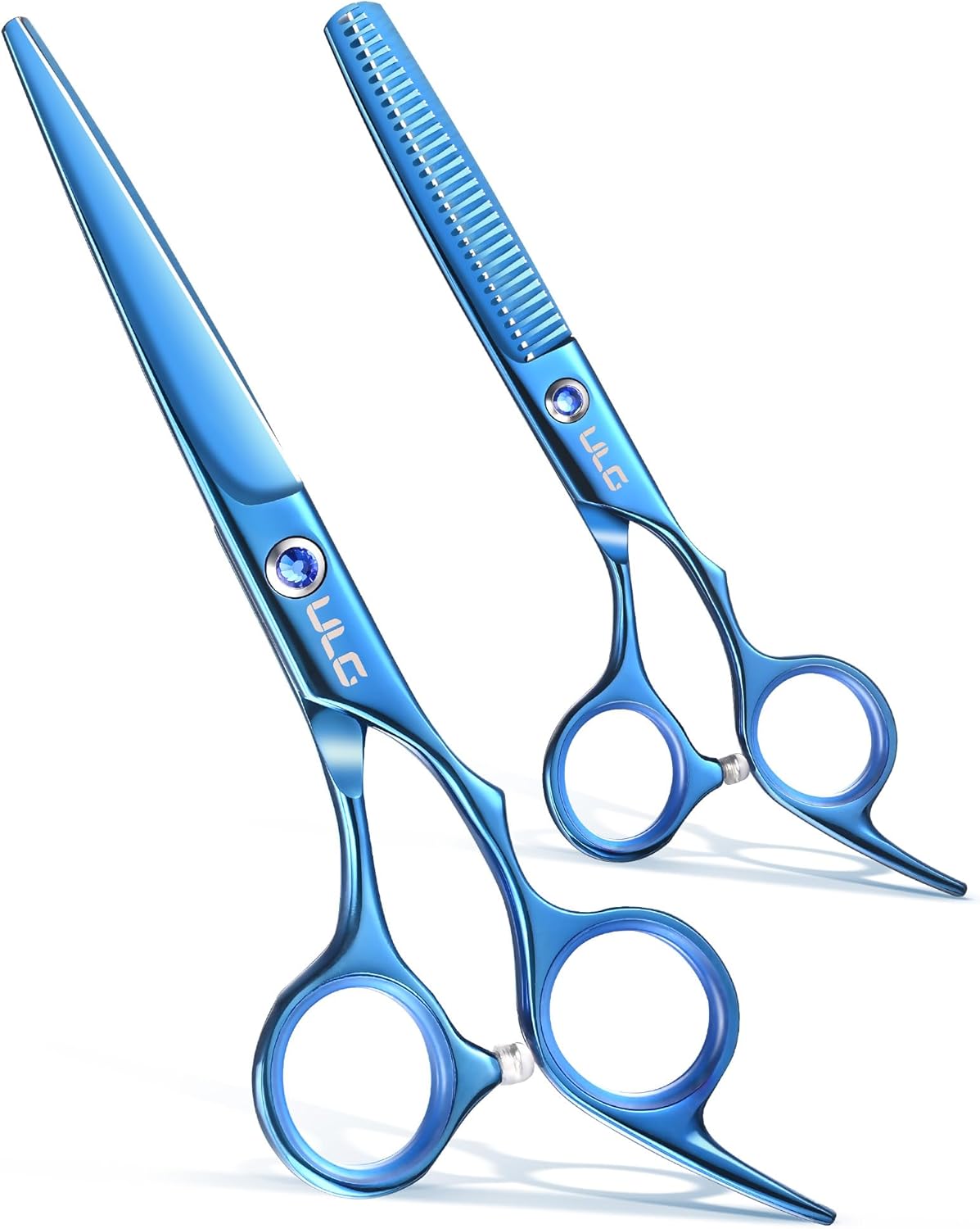 ULG Hair Cutting Scissors Thinning Shears Kit, 6.5 inch, Japanese stainless steel, blue