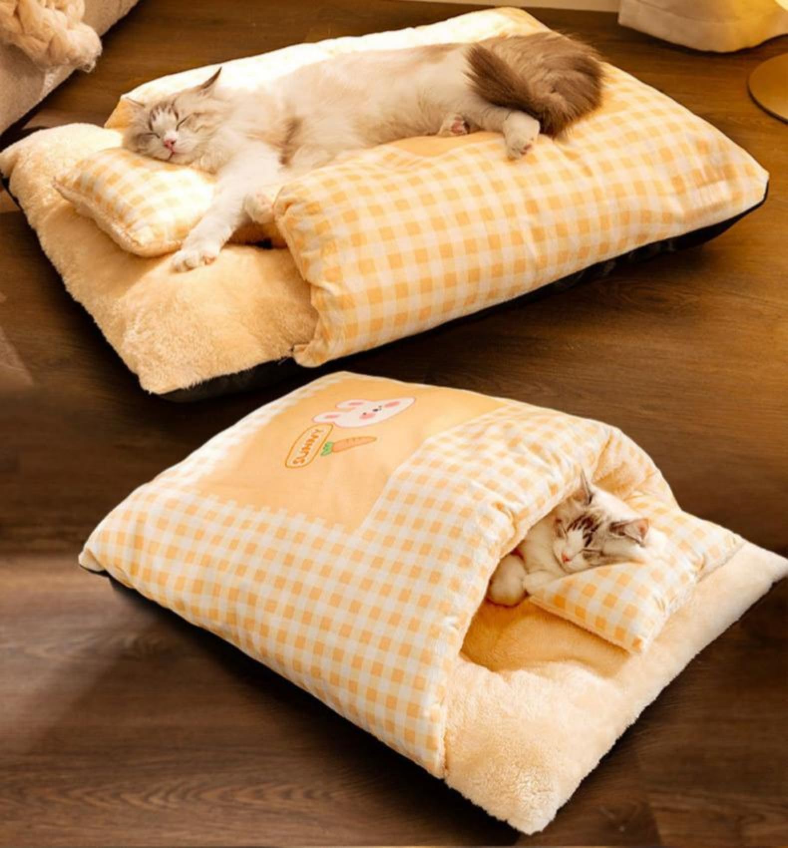Schattige kattenslaapzak voor binnenkatten, zelfverwarmend