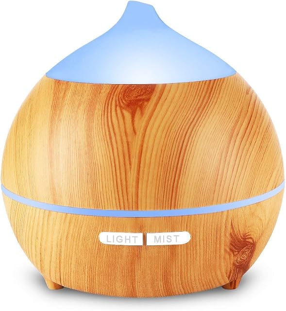 250ml Essential Oil Diffusers Aromatherapy Aroma Diffuser Wood Grain Humidifier, Ultrasonic Adjustable Cool Mist, Waterless Auto Shut-Off and 7 Color LED