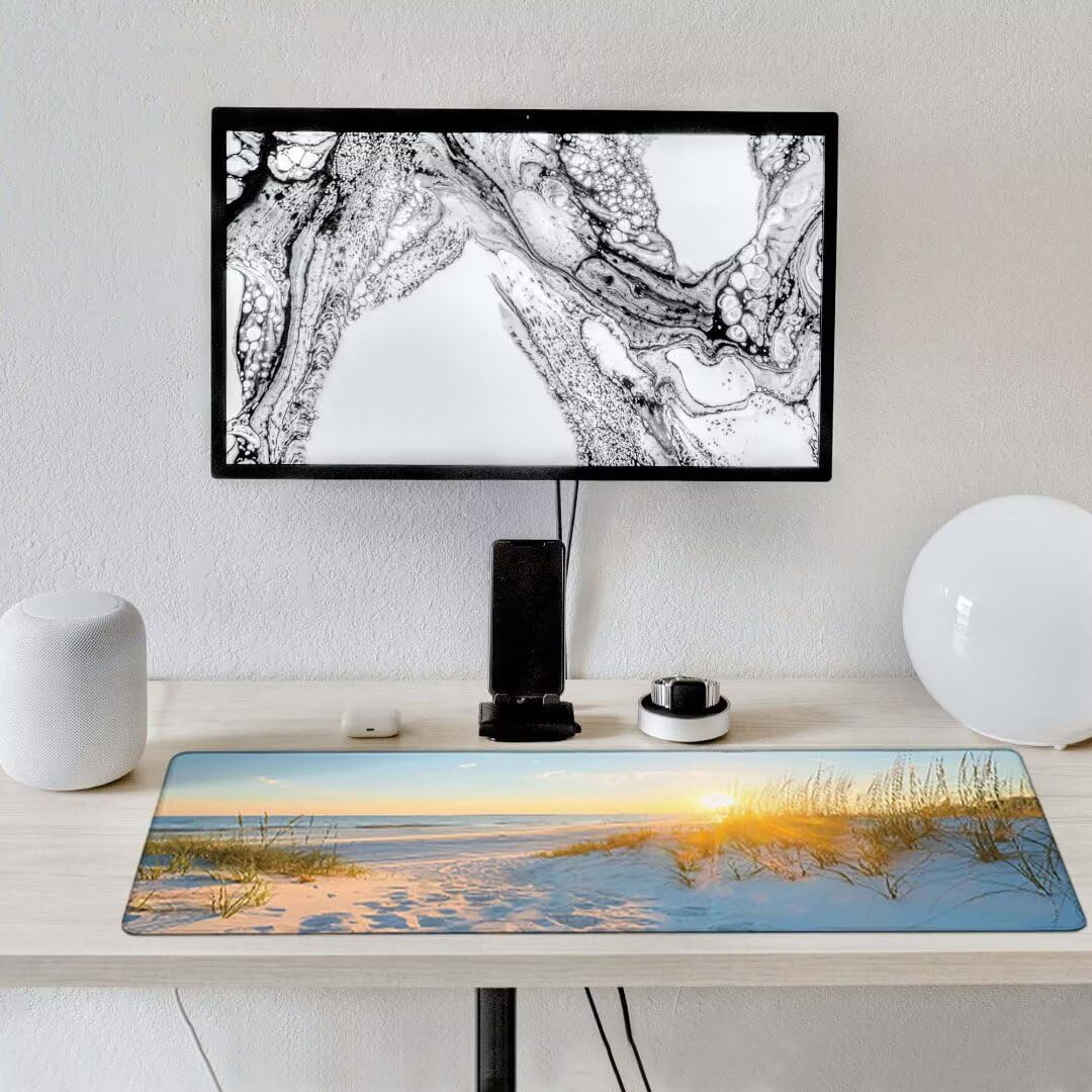 Nero Tappetino Mouse XXL, Tappetino Scrivania Spiaggia Mouse Pad Gaming con Base in Gomma Antiscivolo, Sottomano Scrivania per Computer, PC, Ufficio, Regali per Uomini e Donne 1200 x 600 x 3mm t2-tb1