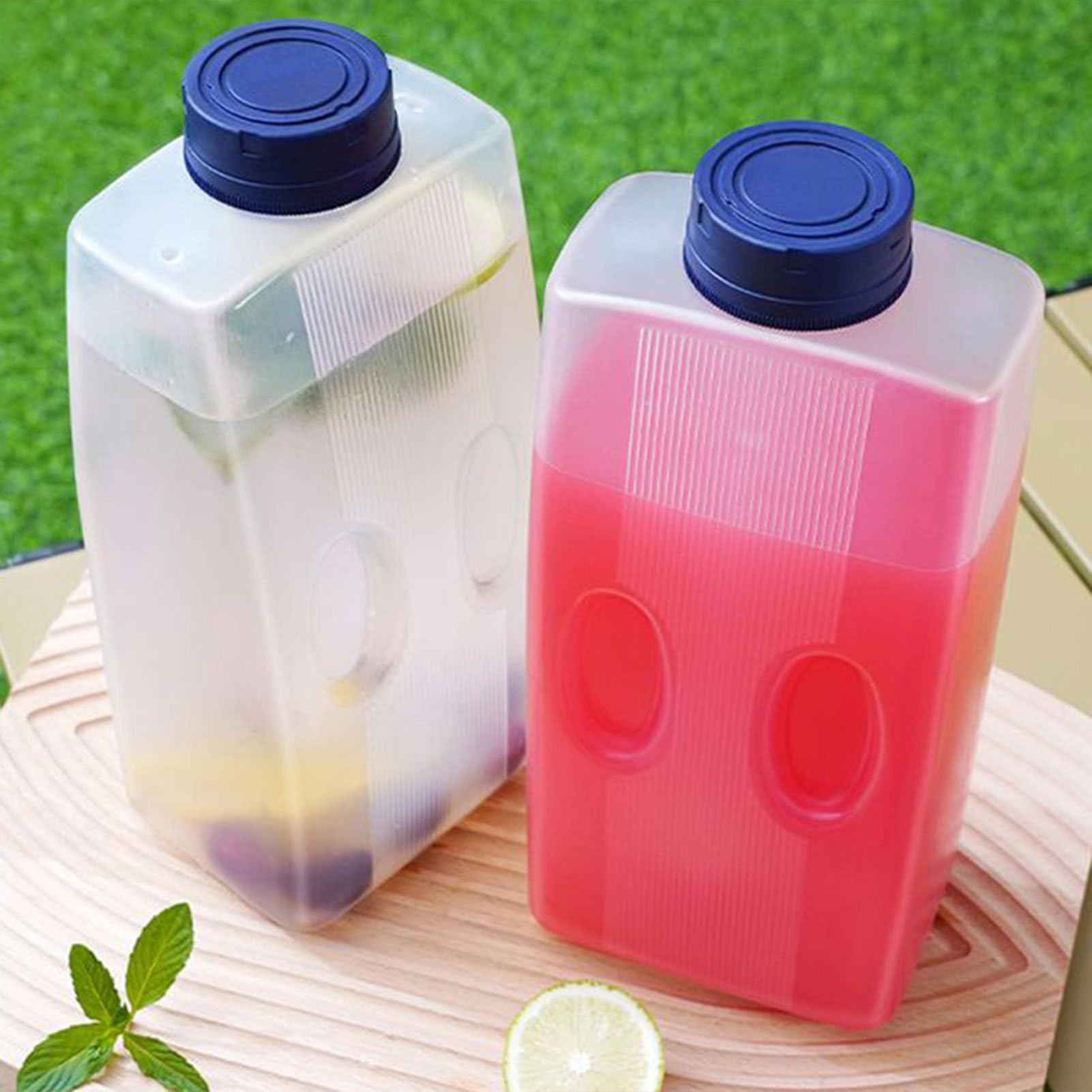 Bouteilles de jus en plastique transparent - Contenants de boissons réutilisables vides empilables