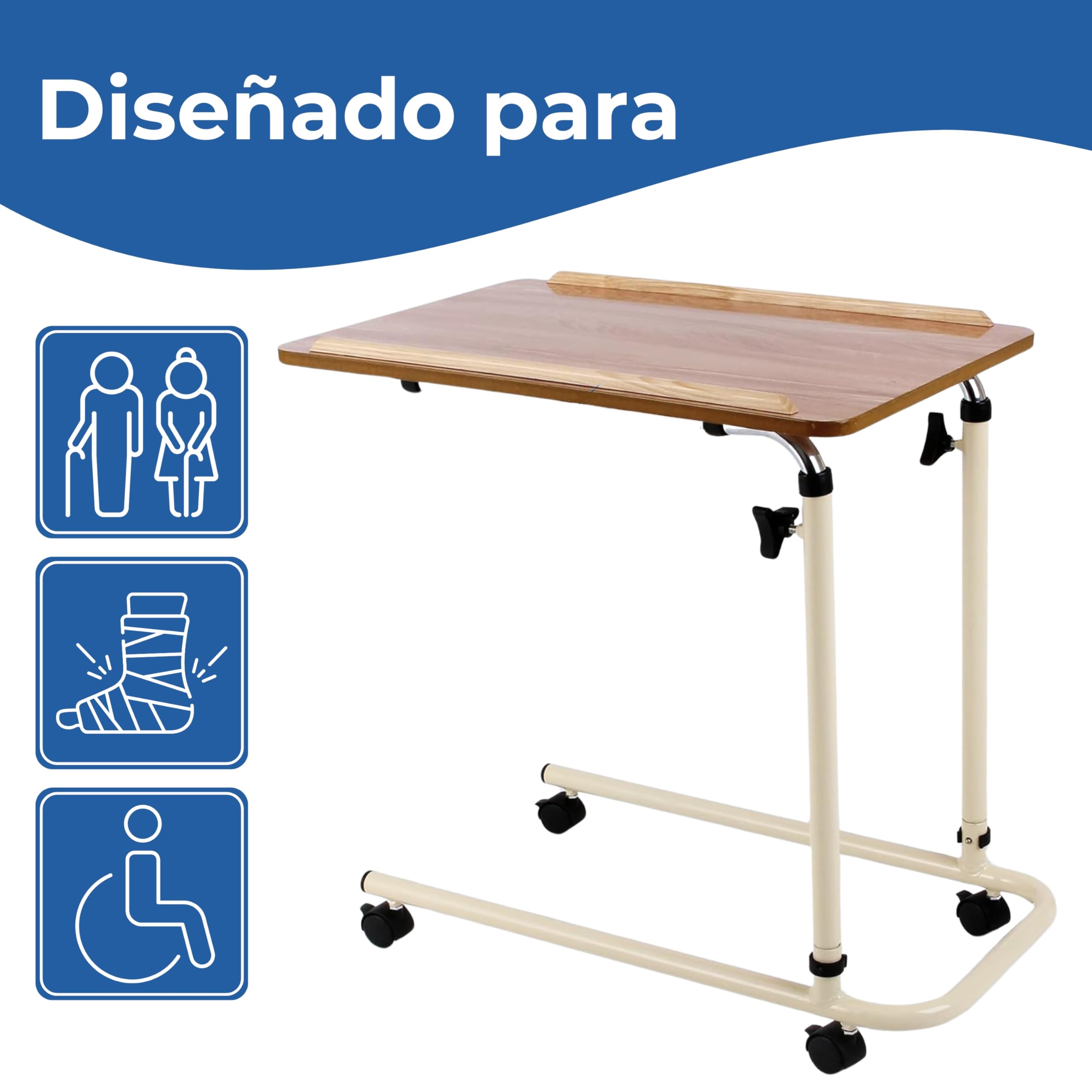 Patterson Medical - Mesilla auxiliar para cama, con ruedas