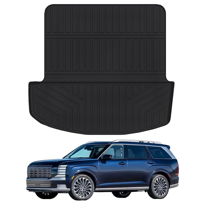 Tapete para porta-malas dobrável em TPE MJBYMAT para Hyundai Palisade 2026, preto, ajuste específico, 1 unidade