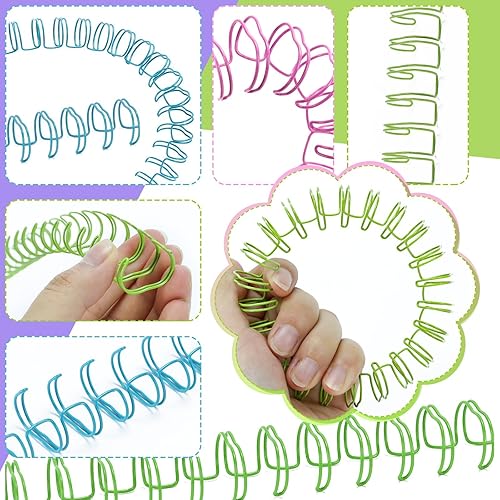 Miniatura 4 de Vmiapxo 48 cables de metal pequeños de doble bucle, 8 colores, espinas de unión, espirales, bobinas de anillo, alambre de encuadernación de libro,