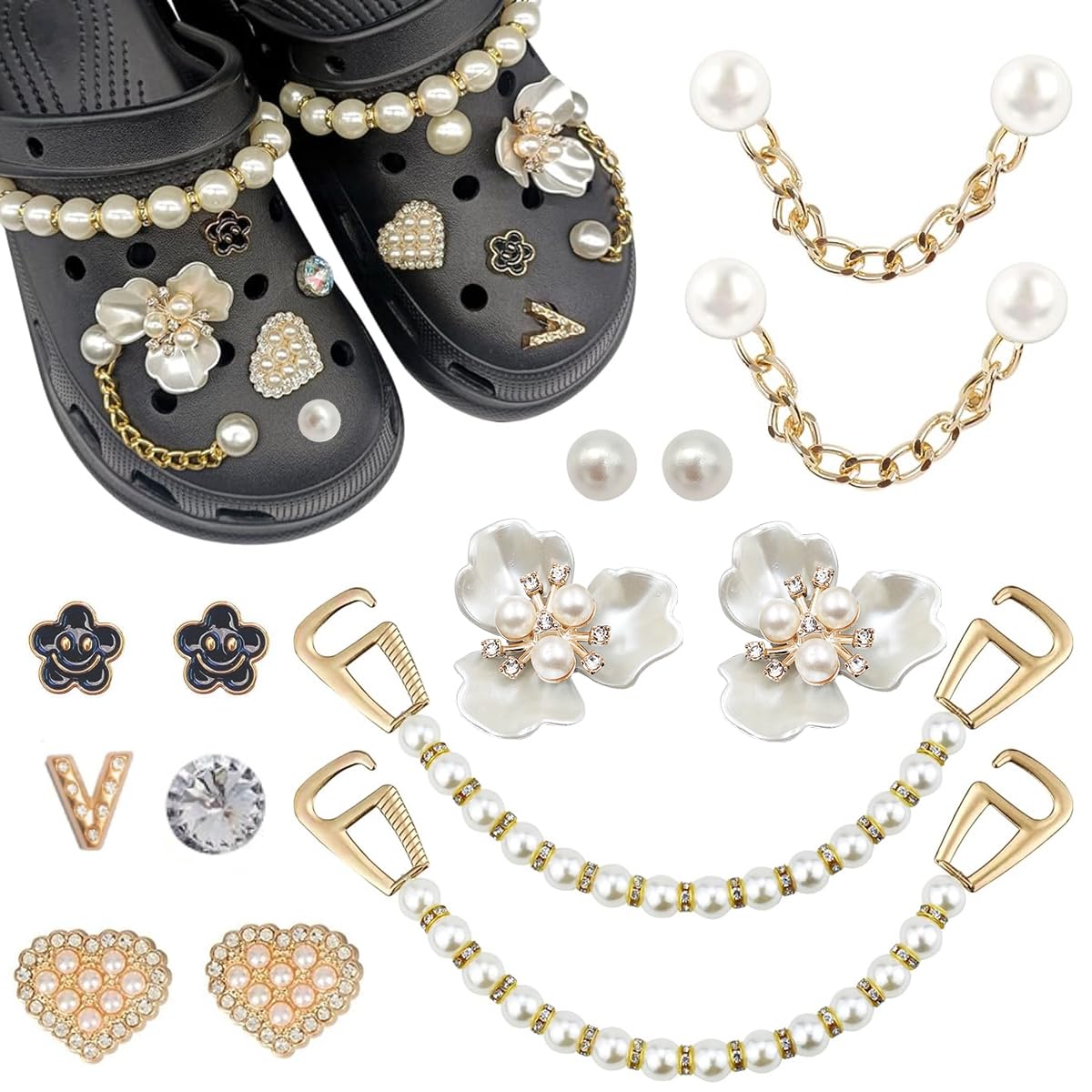 HASTHIP® 15Pcs Girly Jewelry Shoe Charms for Clog Slides Sandals, DIY Flower Pearl Shoe Decoration Charm Accessories for Girls Women, Party Favors Birthday Gifts (B0CC53PFXX) Amazon Price History, Amazon Price Tracker
