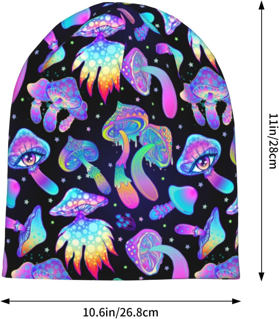 Hippie Mushroom Beanie Hat Slouchy Cap Warm Cancer Headwear Stretch Knitted Hats For Women Men - Image 3