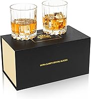 Vista 8 de KANARS Juego de Vasos de Whisky de Cristal de 6 - Vasos Rock de 10 Oz en Elegante Caja de Regalo - Vaso Tumbler de Bourbon para Cumpleaños